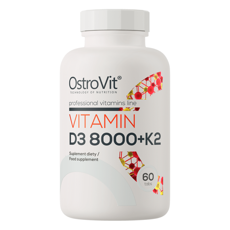 OstroVit Vitamīns D3 8000 IU + K2 60 - tabletes