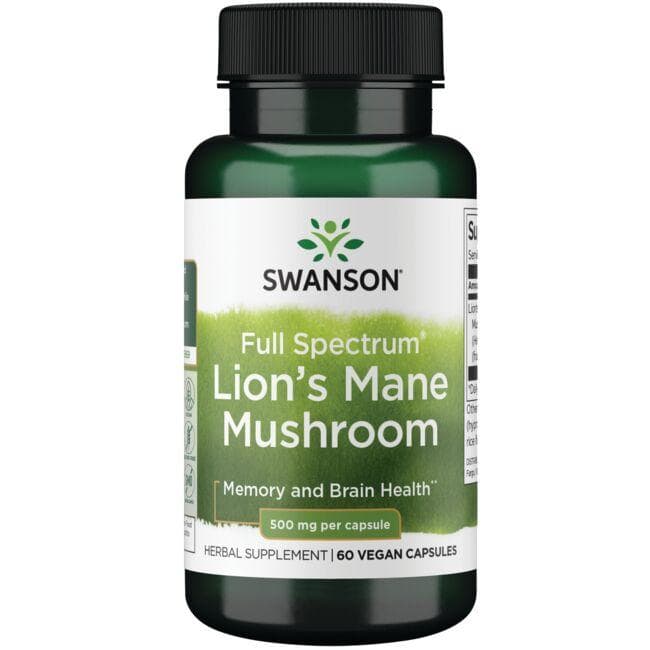 Swanson Full Spectrum Lion's Mane Mushroom, 500mg - 60 kapsulas